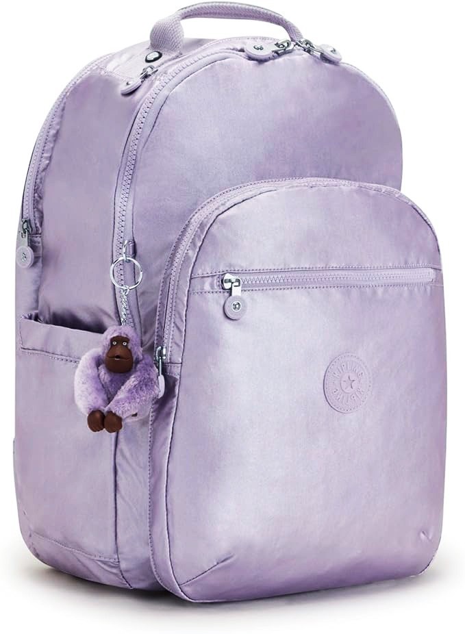 USA new reduced XL 47cm 17" Laptop Kipling Seoul Backpack gift metallic lilac