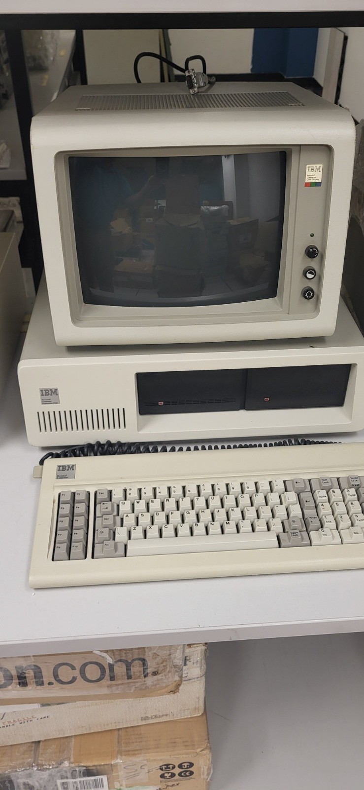 Clean Vintage IBM 5161 Personal Computer Expansion Unit Hard Drive w/monitor &KB