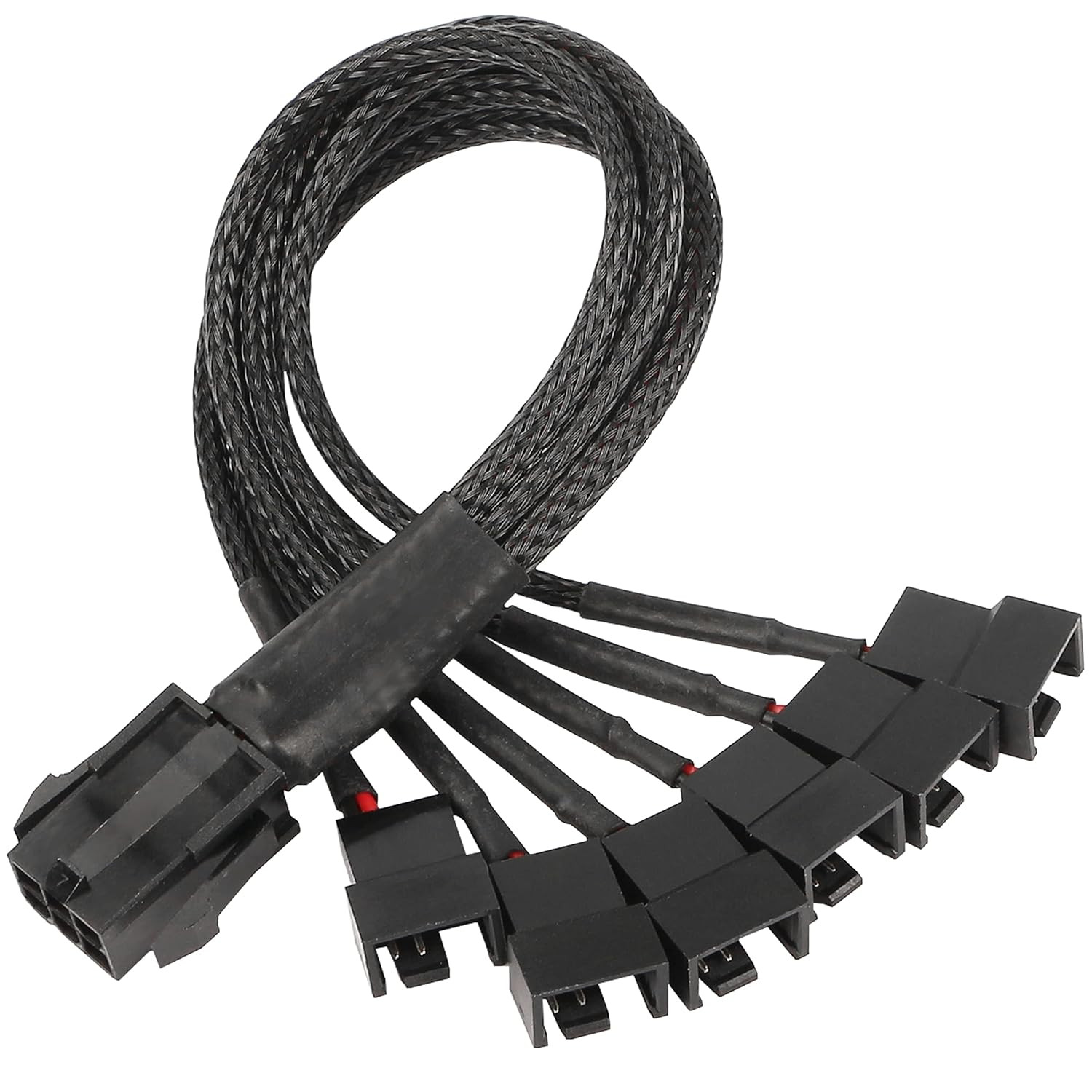 GRLRHONR 6 Pin PCI-E to 6 X 3Pin 4Pin PC Case Fan Sleeved Adapter Cable, 3/4Pin