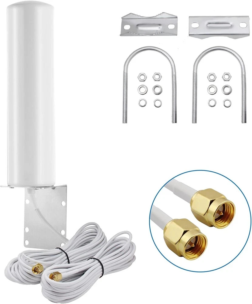 High Gain 10-12dBi Dual SMA Male Omni-Directional 4G LTE Outdoor Antenna