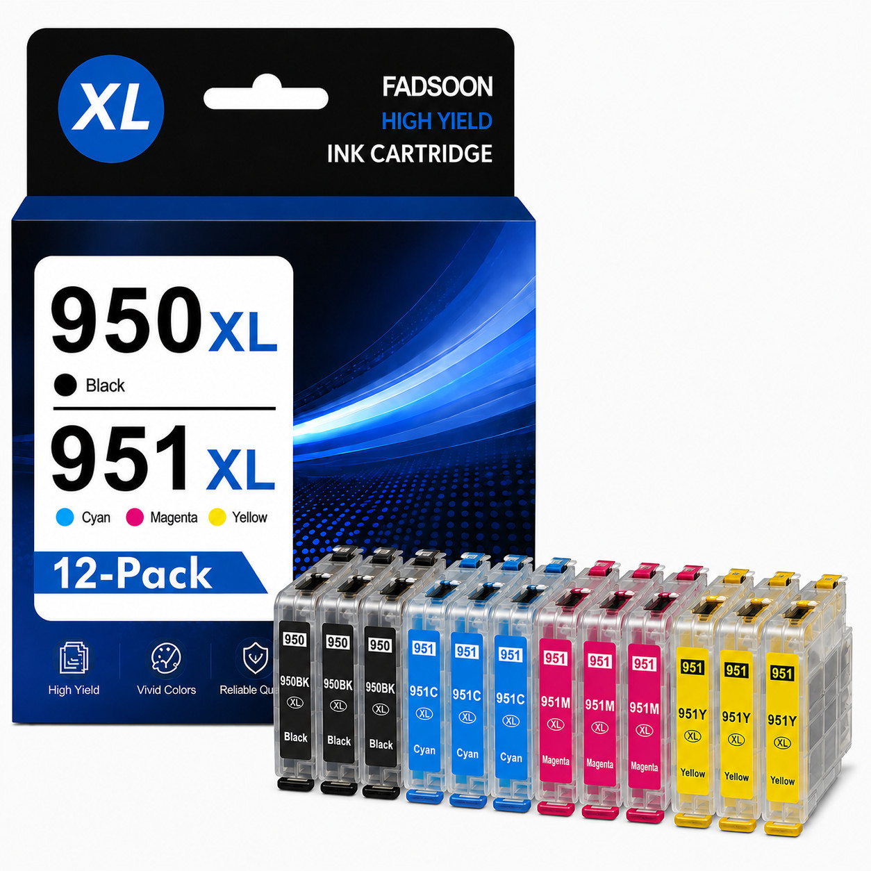 950XL 951XL 12PK BK/C/M/Y Compatible Ink for OfficeJet Pro 251dw 276dw 8100 8600