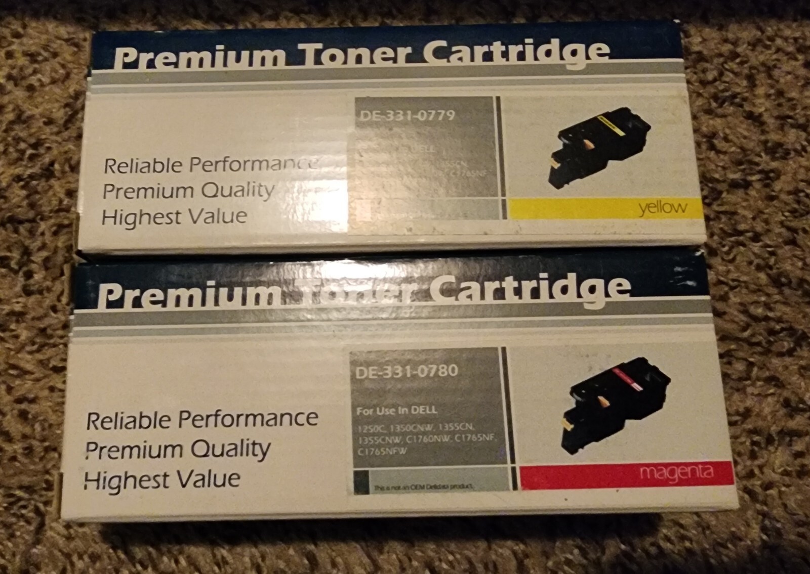 Premium Toner Magenta & Yellow Cartridge DE-311-0780 0779 for Dell 1250c 1350cnw