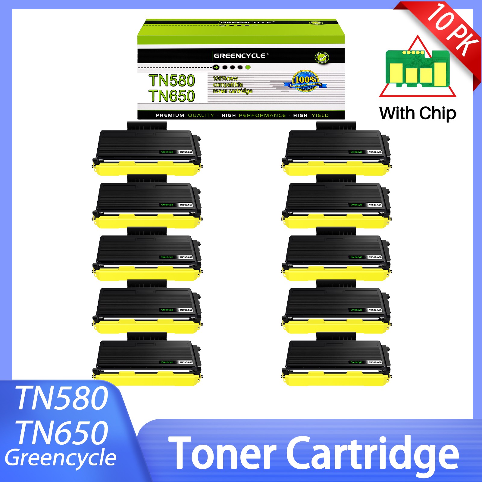 10Pk TN-650 Toner Cartridge For Brother MFC-8890DW MFC-8480DN HL-5340D Printer