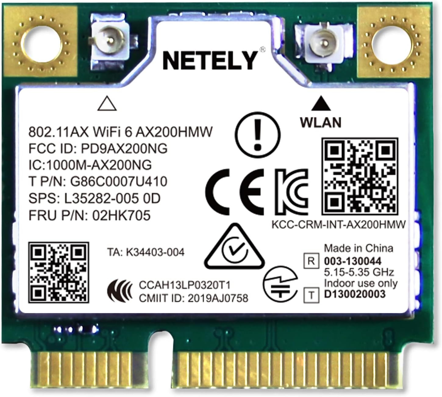 NETELY 802.11AX Wifi 6 AX200HMW 3000Mbps Mini-Pcie Interface Wifi Adapter 