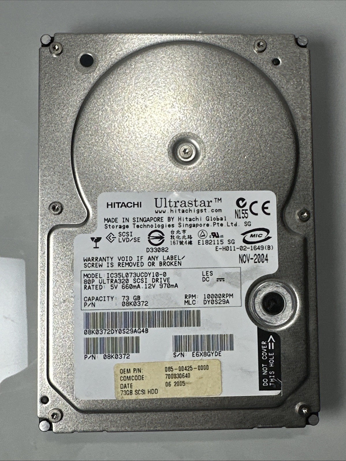 73 GB Hitachi Ultrastar IC35L073UCDY10-0 10K U320 SCSI 80pin HDD 3.5" Festplatte