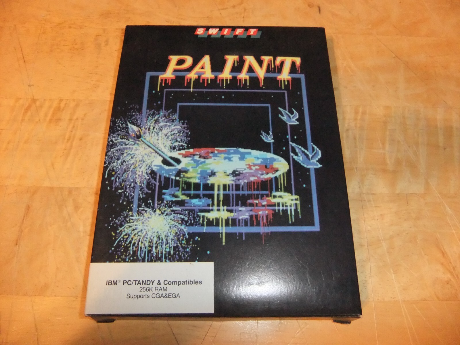 VINTAGE 1988 SWIFT PAINT PC SOFTWARE 5.25 FLOPPY IBM W/ INSERTS BOX EXC COND