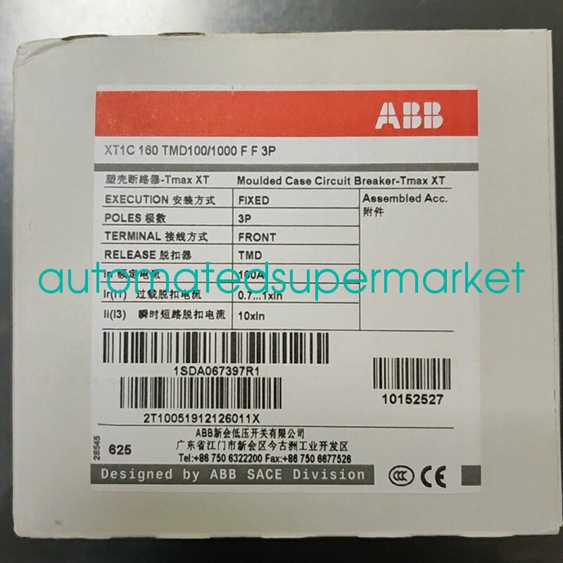 1Pcs New ABB 1SDA067397R1 XTIC 160 TMD100/100 circuit breaker Shipping DHL/FedEX