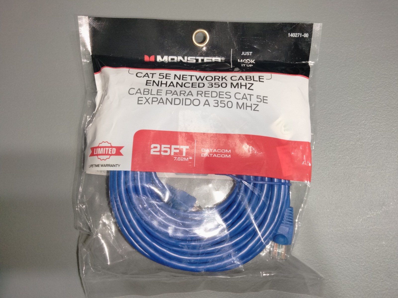 NEW Monster 140271-00 Just Hook It Up CAT 5E Network Cable 25' Enhanced 350 MHZ
