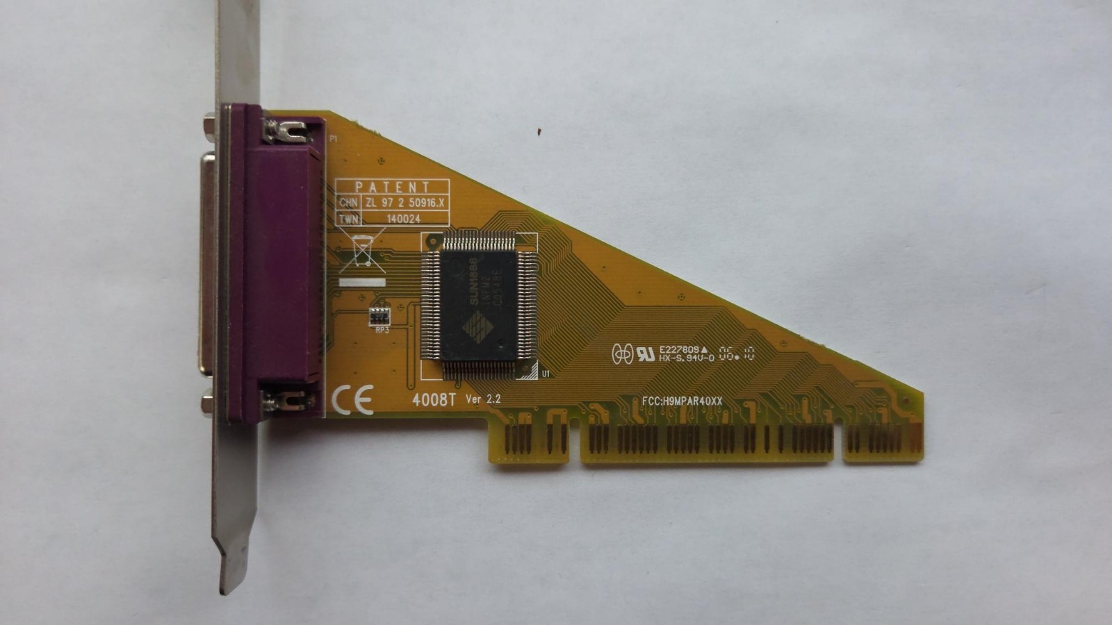 Sunix 4008T Ver 2.2 PCI Parallel Port Card DB25 LPT SUN1888 H9MPAR40XX
