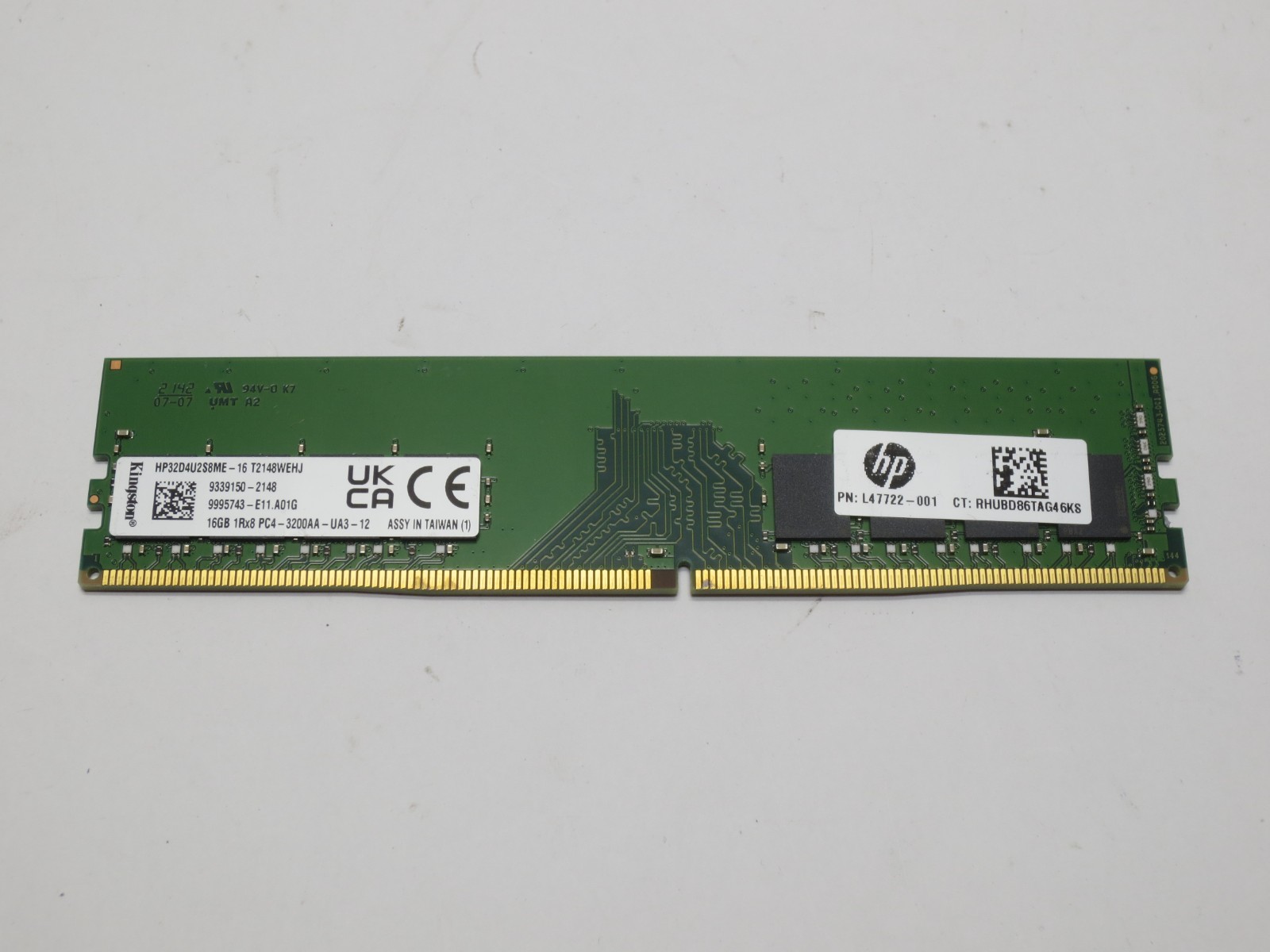 Kingston 16GB 1Rx8 PC4-3200AA DDR4 PC UDIMM Memory RAM, HP32D4U2S8ME-16