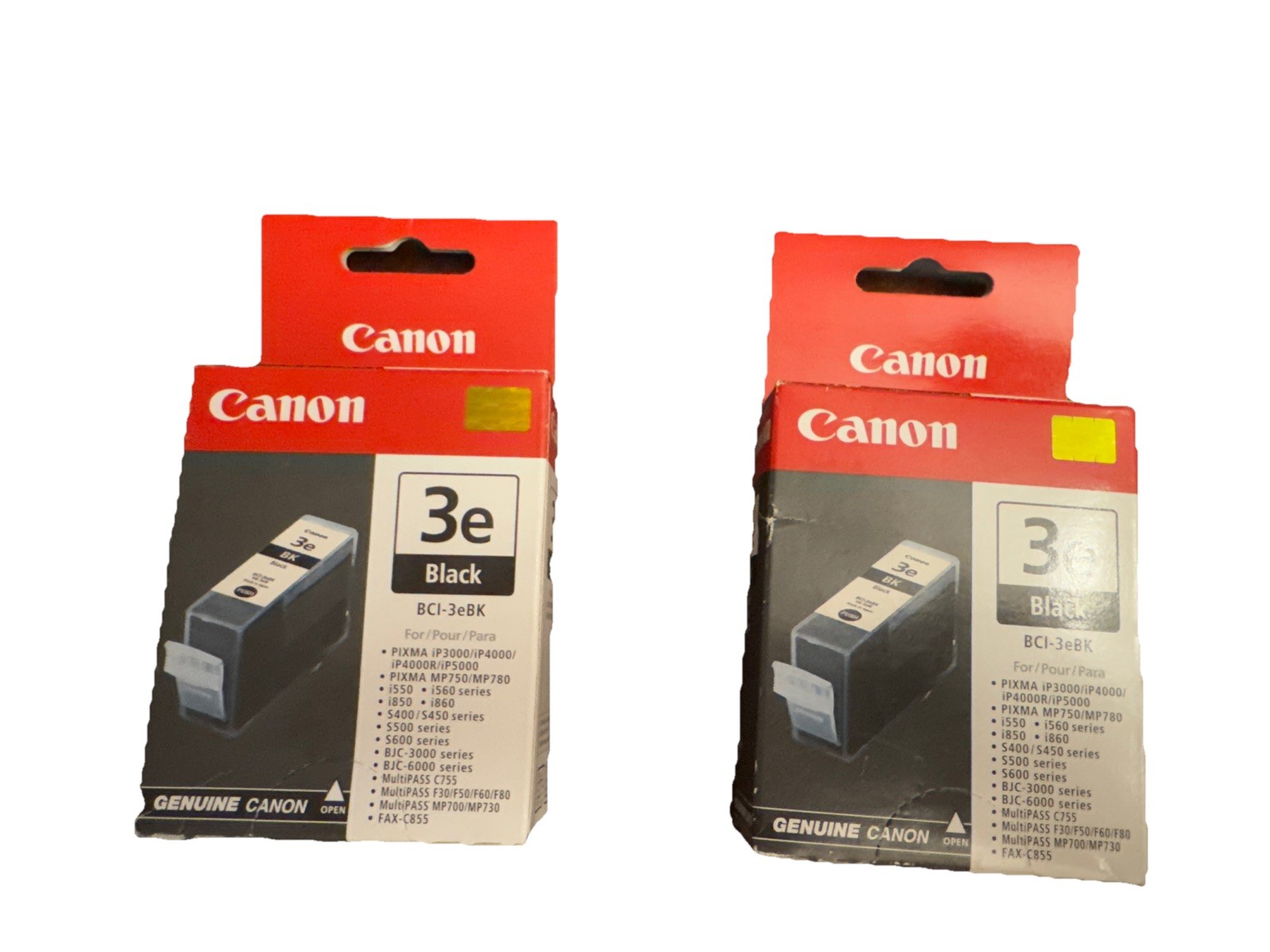 Lot of 2 Canon 3e Black Ink Cartridges (BCI-3eBK) NEW Factory Sealed