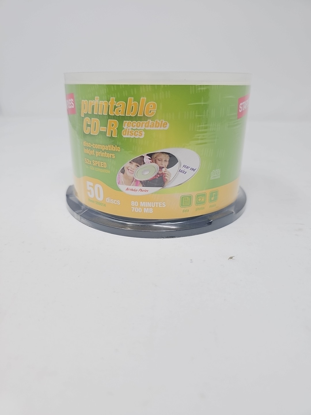 Staples CD-R Recordable  50 Discs 80 Minutes 700MB Capacity 52X Brand New