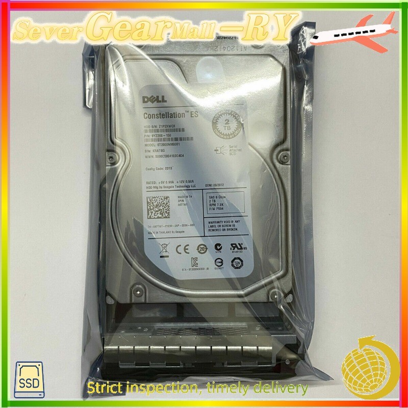 FIT FOR DELL 55FX5 2TB 6G 7.2K 3.5 SATA HDD ST2000NM0033 055fx5 9zm175-036 HDD