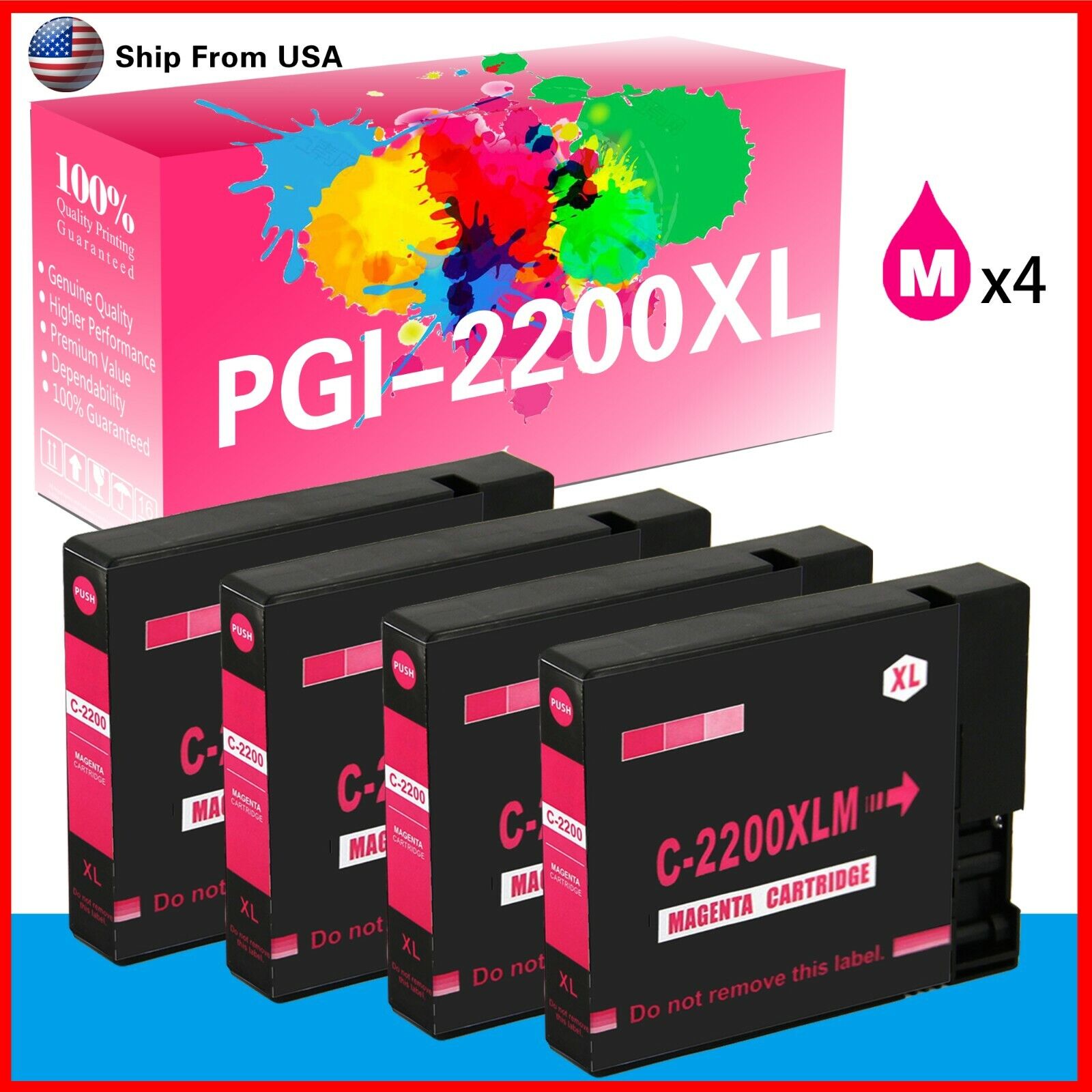 4PK PGI-2200XL PGI2200XL PGI-2200 Ink Cartridge for Canon MAXIFY MB5430 IB4030