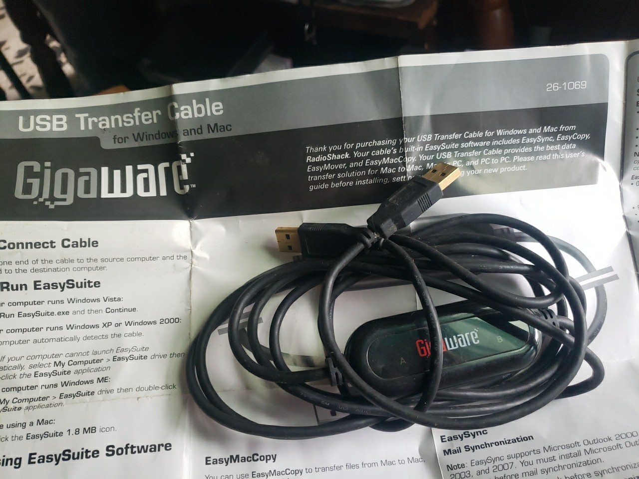 GigaWare USB Data Transfer Cable for Windows and Mac Model #26-1069