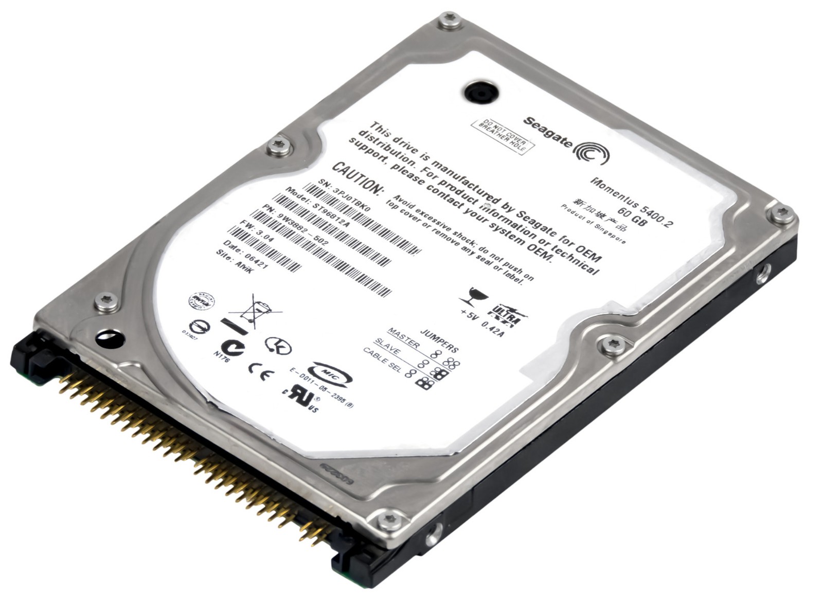 HARD DRIVE SEAGATE MOMENTUS 5400.2 ST96812A 60GB 5.4K 8MB ATA 2.5'' 