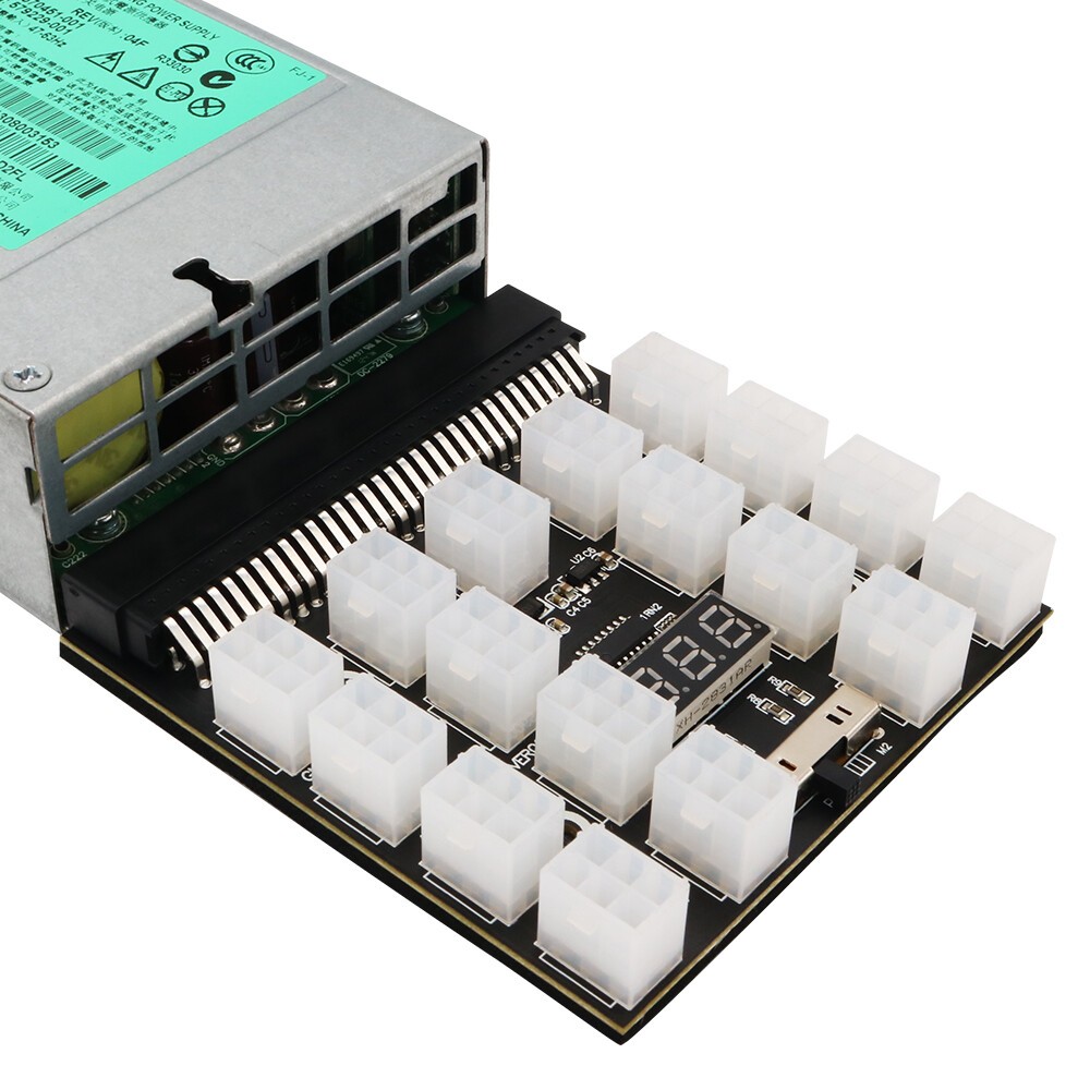 Breakout Board Server Power Supply Adapter 1200W PCI-E for HP GPU Mining 17x6Pin
