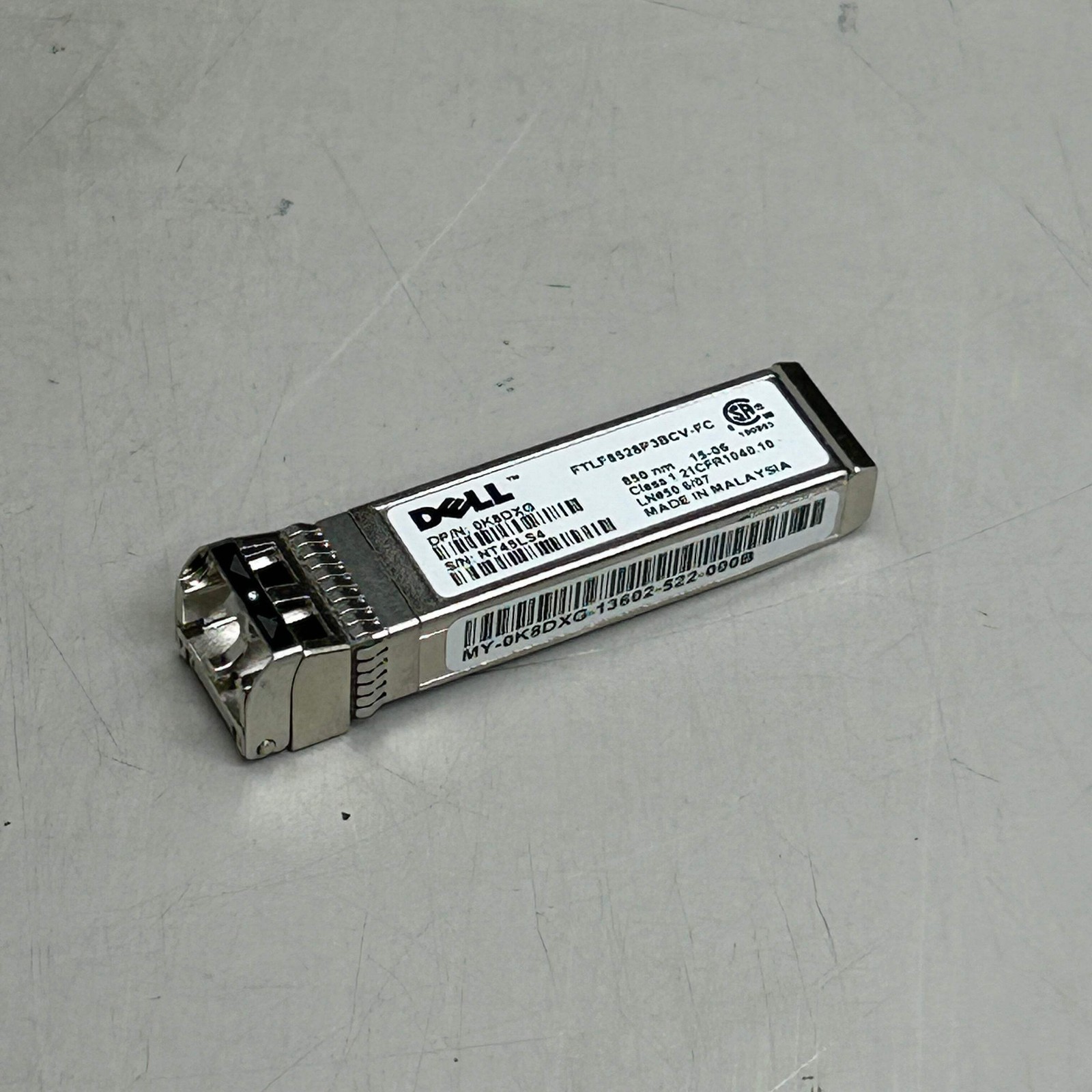 DELL Networking Transceiver 850 NM Wavelength 8Gbe FTLF8528P3BCV-FC