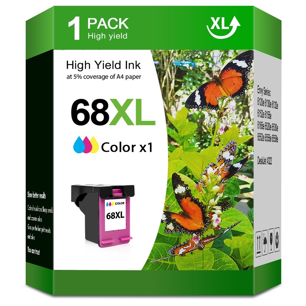 68 Tricolor Ink Cartridge 68e Ink Replacement for 68 Series, Compatible hp 68XL