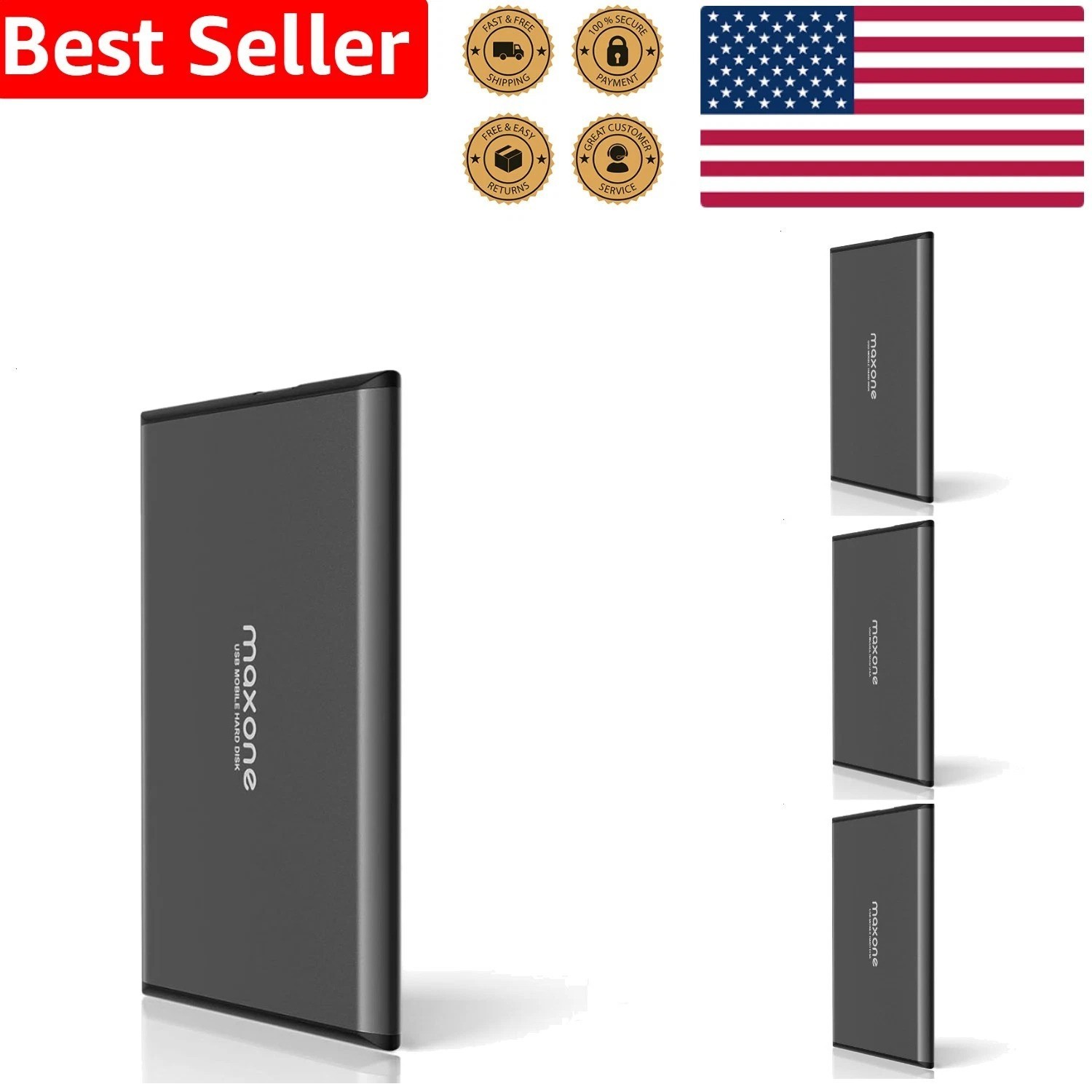 Ultra Slim 500GB HDD External Portable USB 3.0 Charcoal Grey PC Laptop Reliable