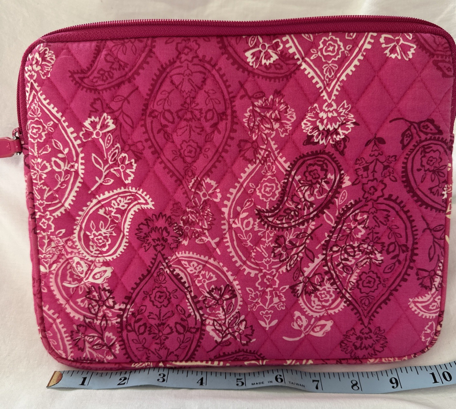 Vera Bradley Tablet Zippered Sleeve approx  10” x 8” x 1/2”.  Stamped Paisley