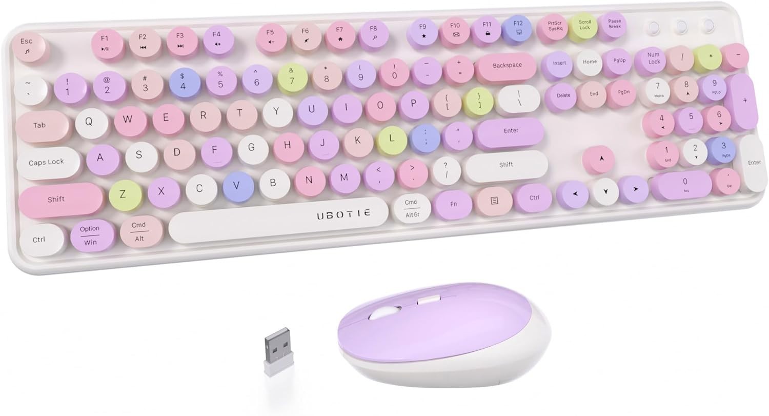 Colorful Computer Wireless Keyboards Mouse Combos Office Full-Sized Keyboard