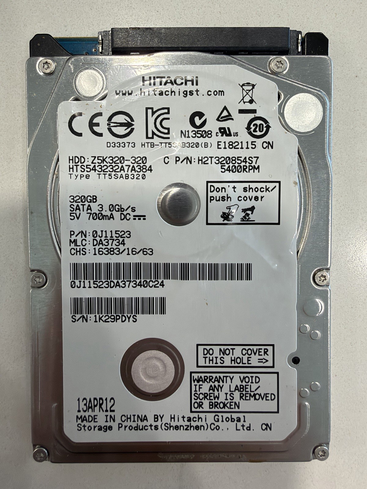 Hitachi HTS543232A7A384 2.5" 320GB SATA HDD Hard Drive Z5K320-320