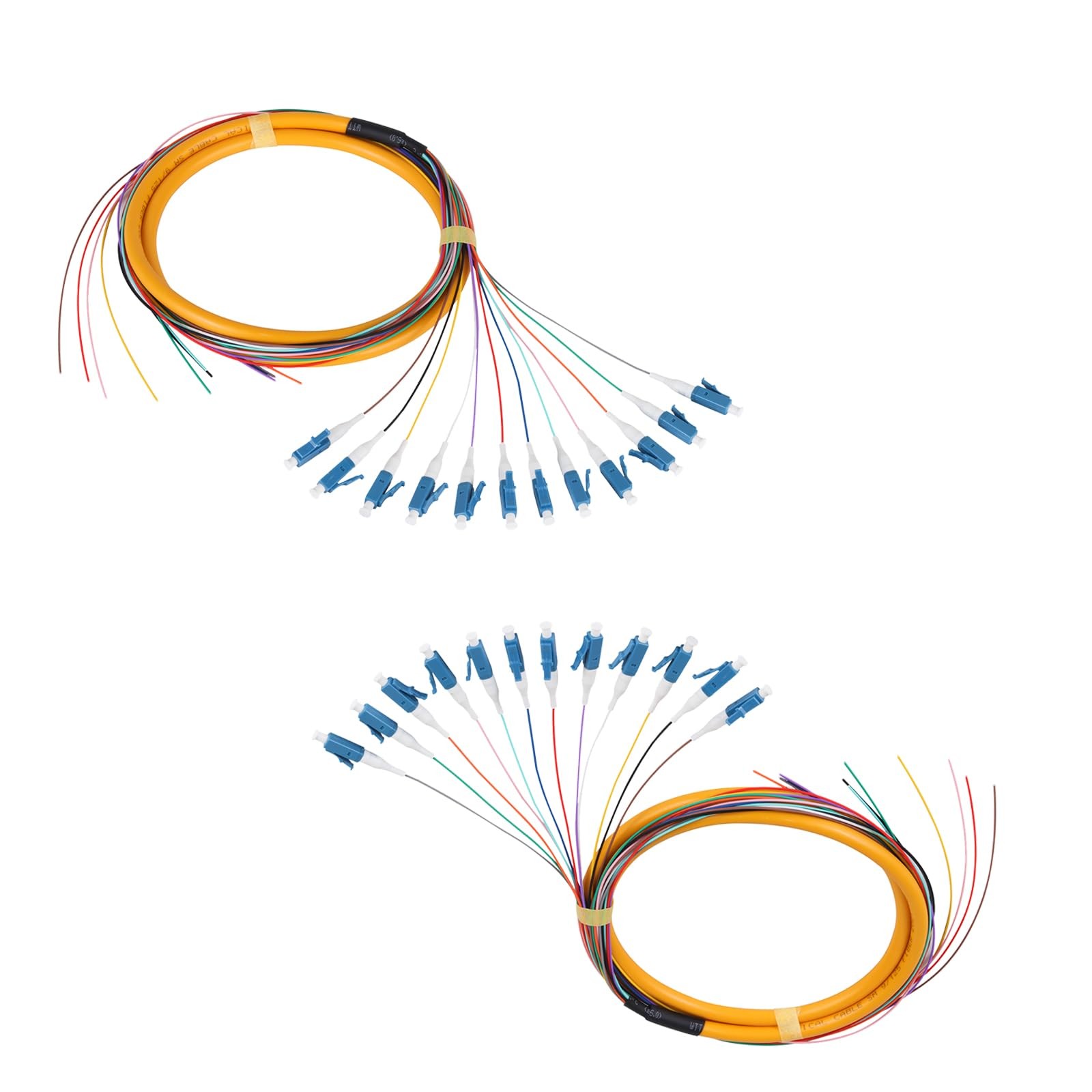 2 Pack 12Strand LC OS2 Singlemode Pigtail 1.2m 12F LC/UPC 9/125um FTTH