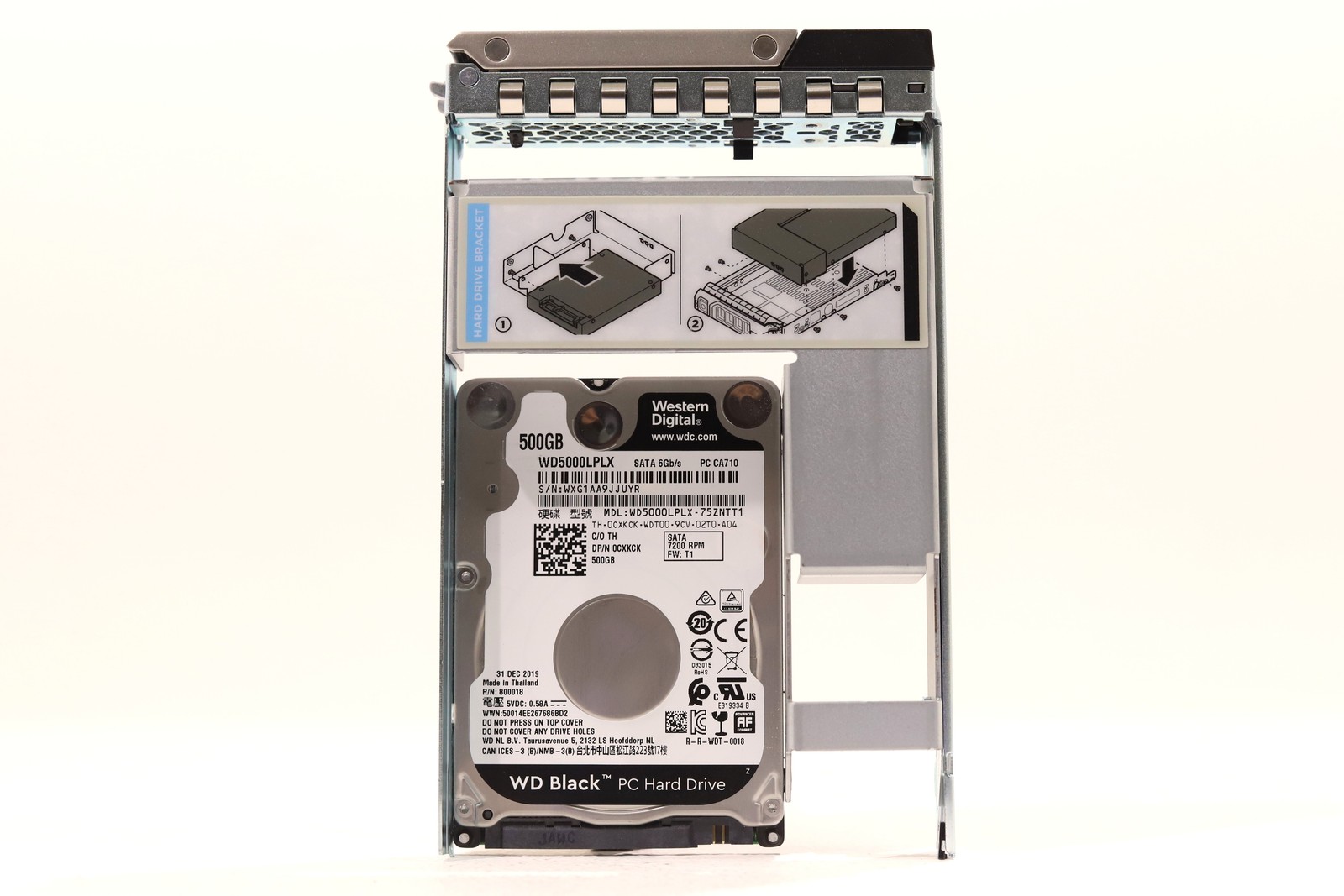 Dell WD5000LPLX-75ZNTT1 500GB 2.5" 6Gb/s 32MB SATA HDD W/Tray Dell P/N: 0CXKCK