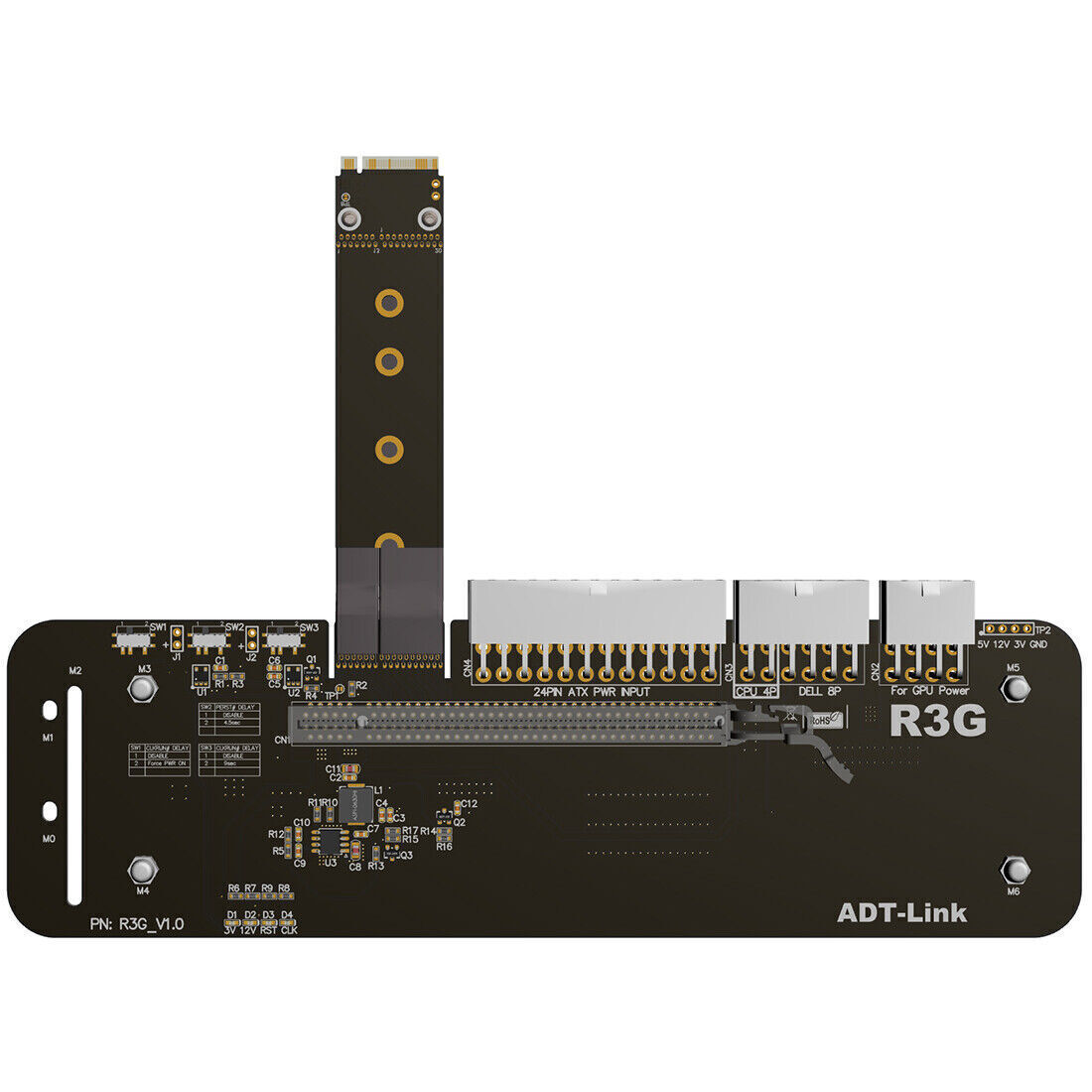XT-XINTE R43SG M.2 Key M Graphics Card Bracket PCIe 3.0 x4 x16 Riser Cable 32Gbs