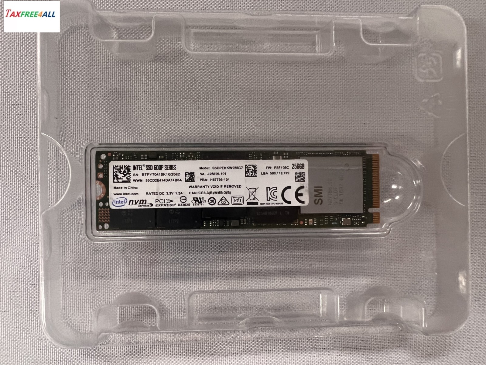 Intel SSD 600p Series SSDPEKKW256G7 256GB, M.2 80mm PCIe NVMe 3.0 x4, 3D1, TLC