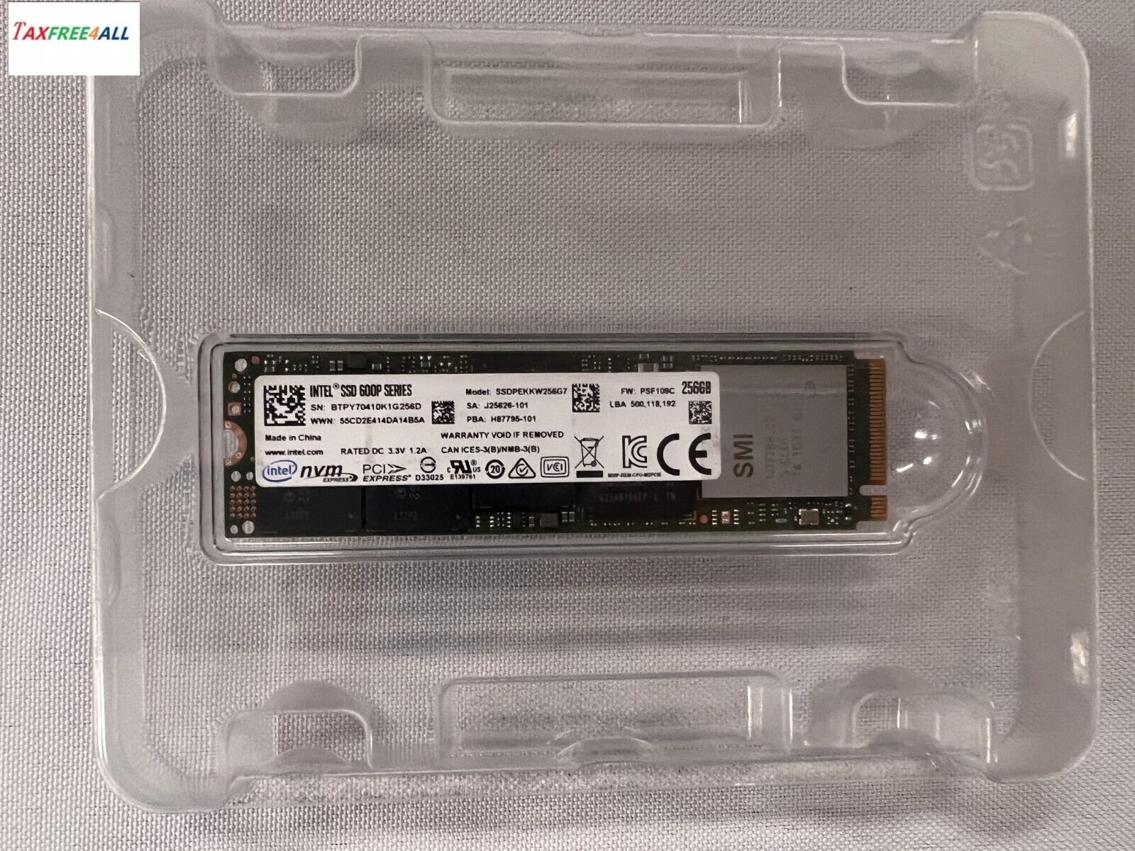 Intel SSD 600p Series SSDPEKKW256G7X1 (256 GB, M.2 80mm PCIe NVMe 3.0 x4, 3D1)