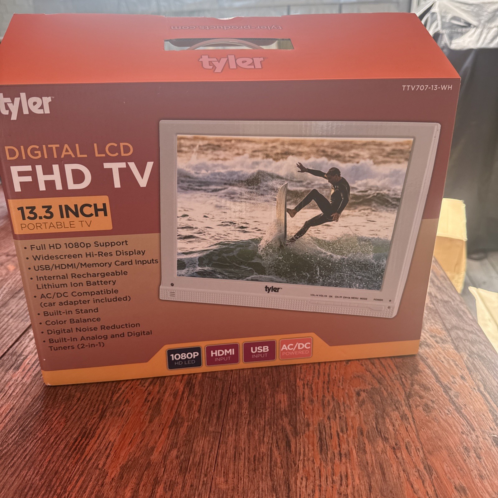 13.3" Portable 1080P TV Monitor with Battery, HDMI, USB, Remote & Stand