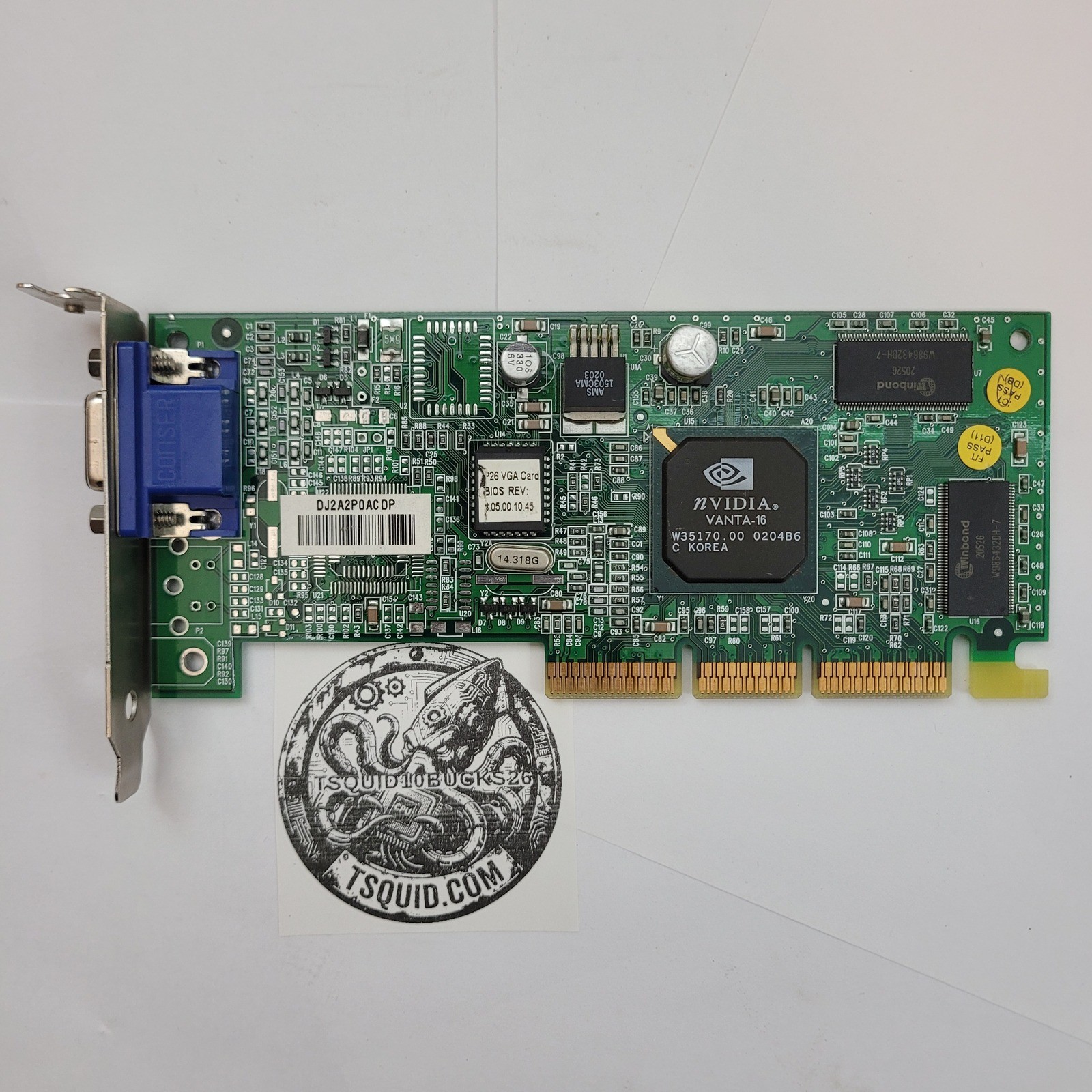 NVIDIA Vanta-16 Graphics Card 180-P0026-0000-B 16MB AGP VGA 238955-002