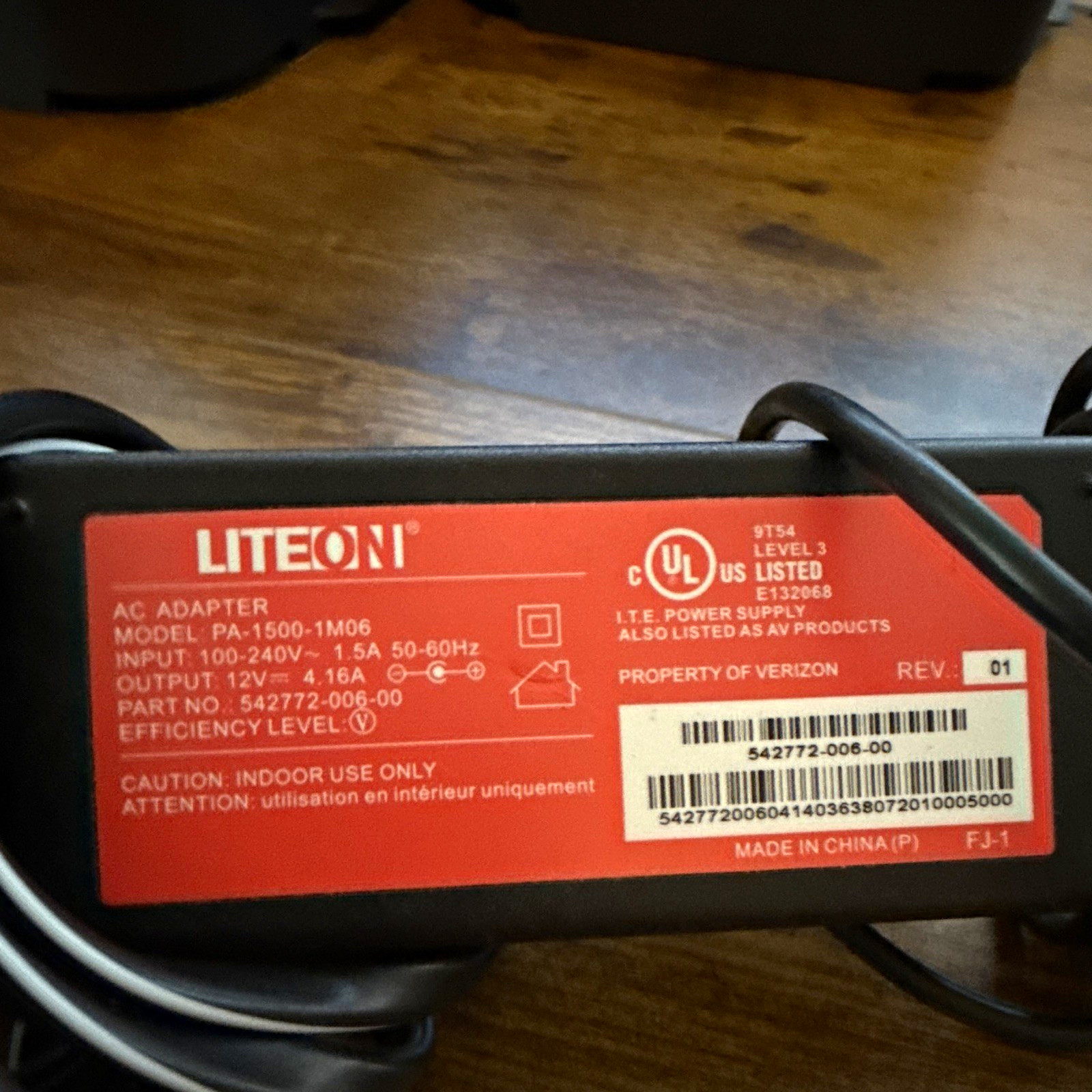 Lite-On PA-1500-1M06 Power Adapter 12V 4.16A Black for Verizon