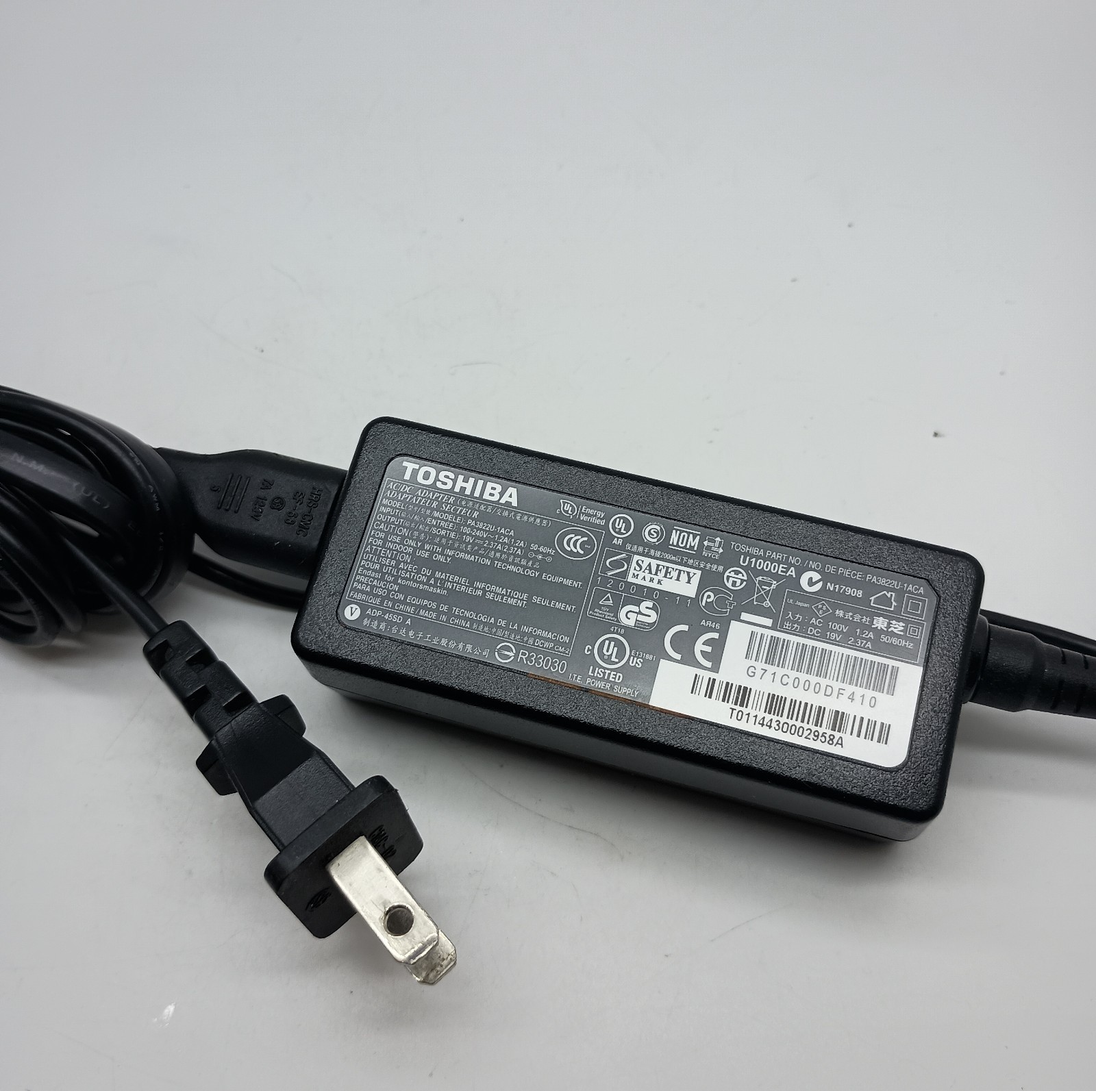 #M) OEM Toshiba PA3822U-1ACA PA5177U-1ACA 45W AC Power Adapter Charger