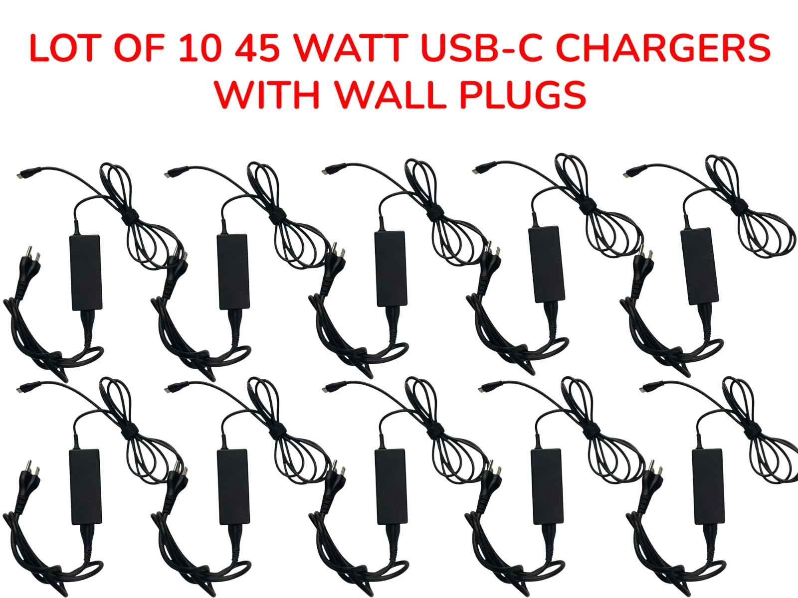 LOT x10 HP 45W Lenovo Chromebook 100e 300e 500e c330 USB-C Charger AC Adapter