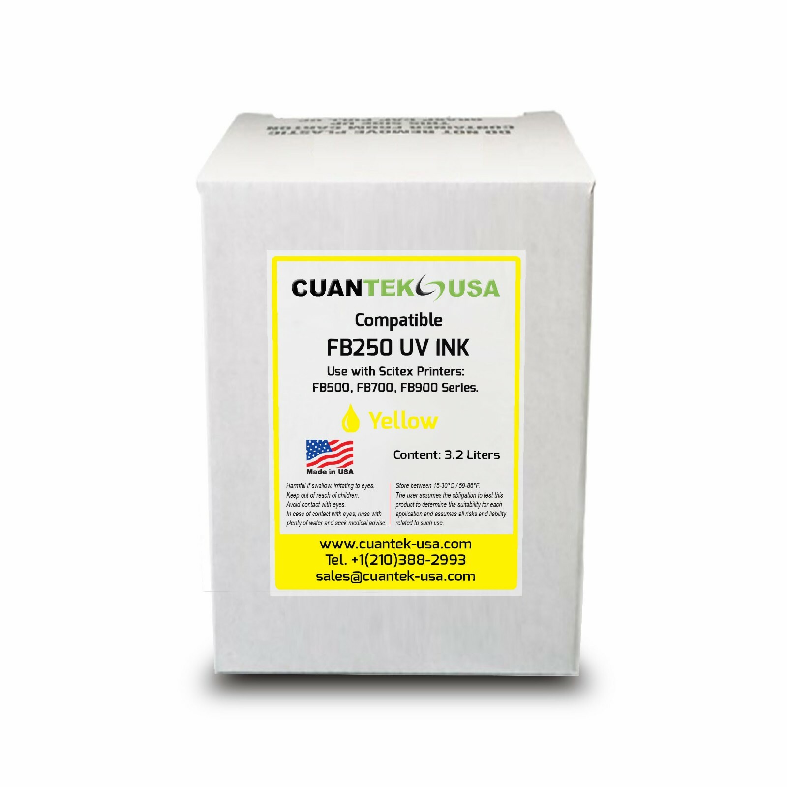 HP FB250 Compatible UV ink 3.2 Liter Box - YELLOW CH218A - MADE IN USA
