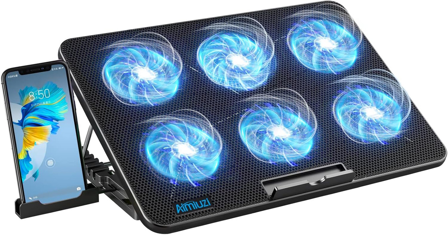Laptop Cooling Pad, Gaming Laptop Cooler with 6 Quiet Fans, Laptop Fan