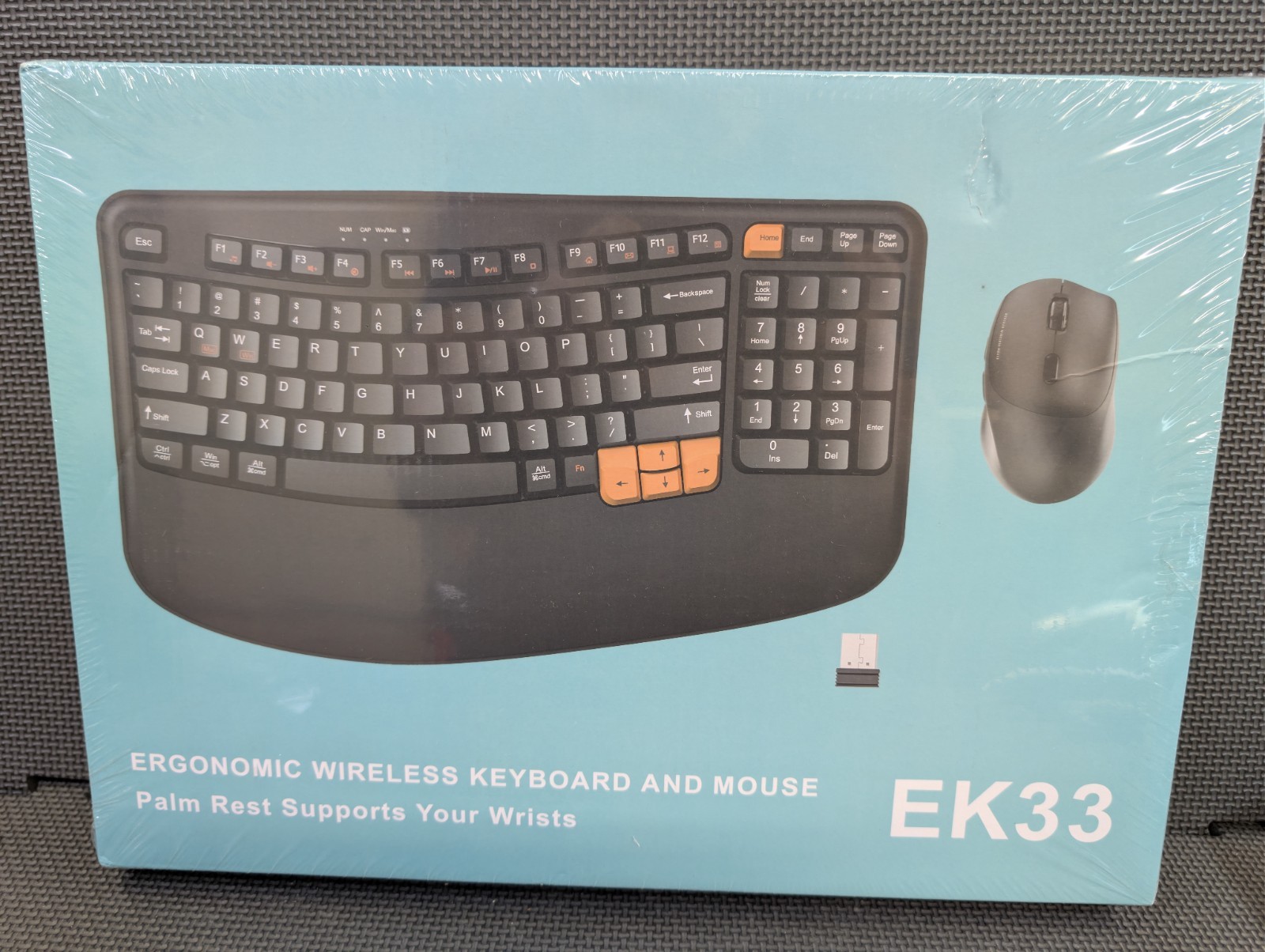 EK30 Ergonomic Rechargeable Wireless Wave Keyboard and Mouse Combo