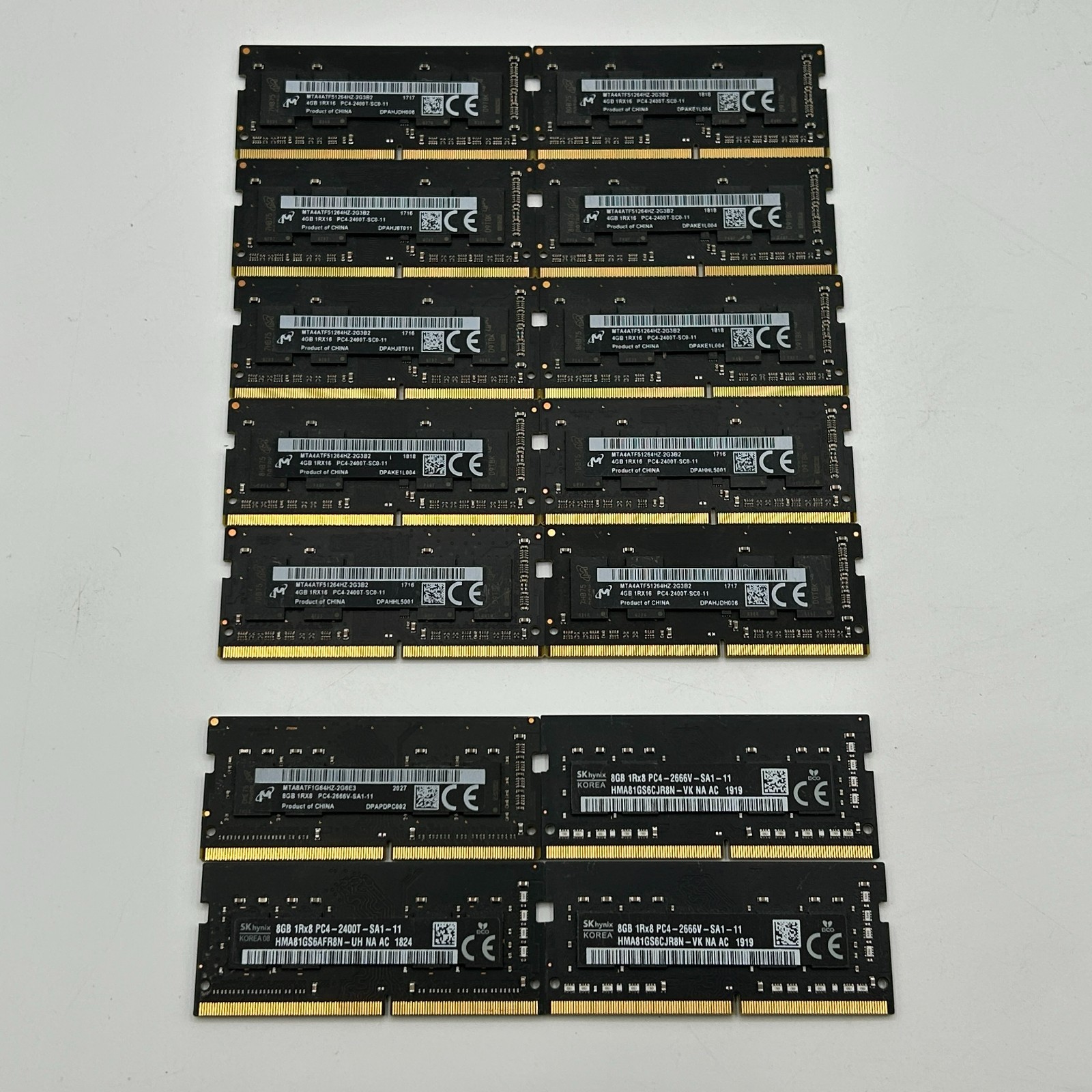 SKHynix/Micron (8GB 2400T/2666V x 4 & 4GB 2400T DDR4 x 10) SO-DIMM RAM Lot of 14