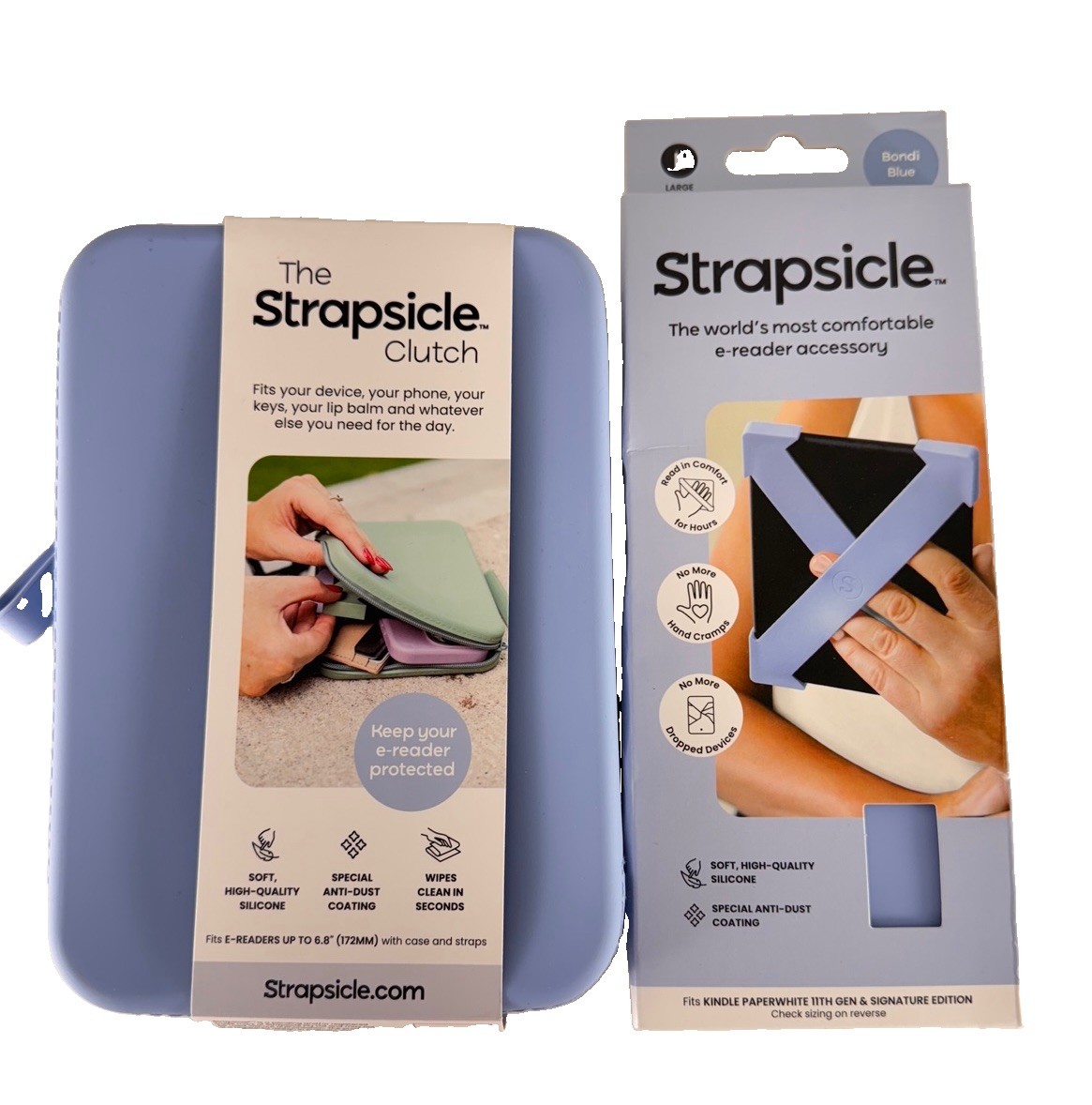 Strapsicle Blue Hand Strap & Clutch  For 11th Gen & Signature Kindles Large New