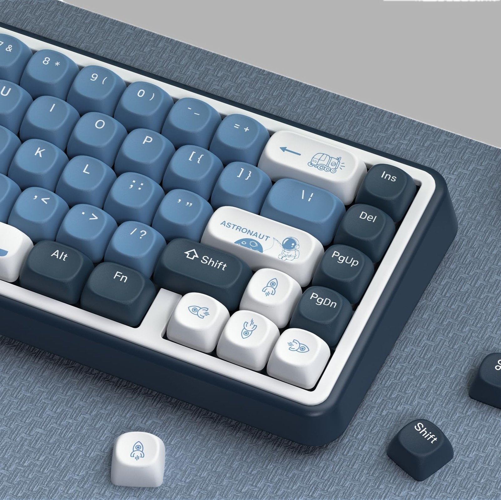 dagaladoo PBT Keyboard keycaps Set,Blue/White moa keycaps,Apollo Blue Apollo