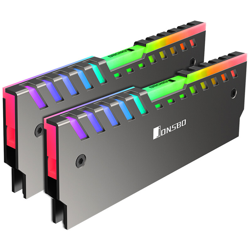 2-Pack LED Memory Cooling Aluminum RAM Radiator RGB PC Case for DIY Game Chassis