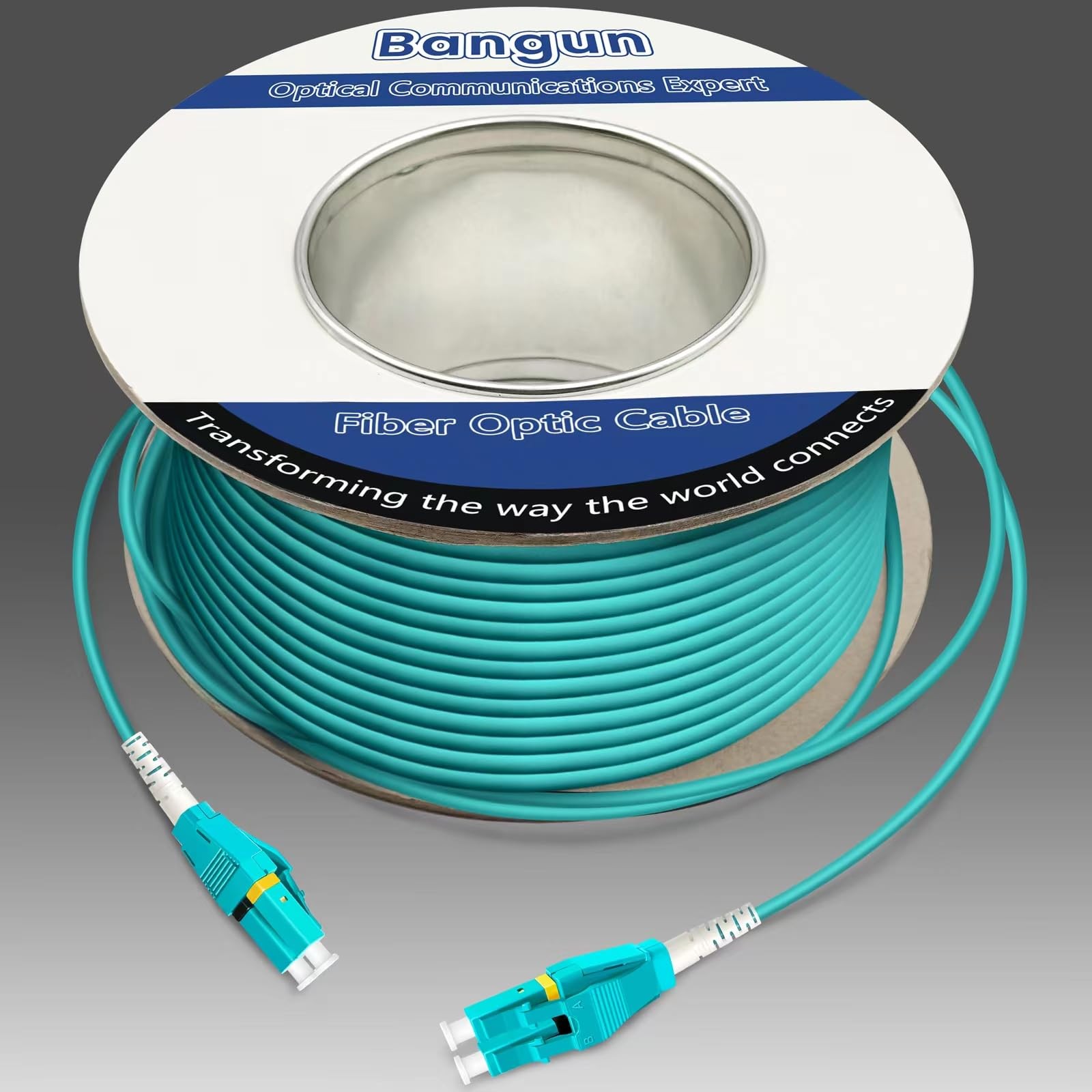 Bangun 75m Uniboot OM3 LC to LC Fiber Optic Cable Duplex 10GB 50/125 Aqua