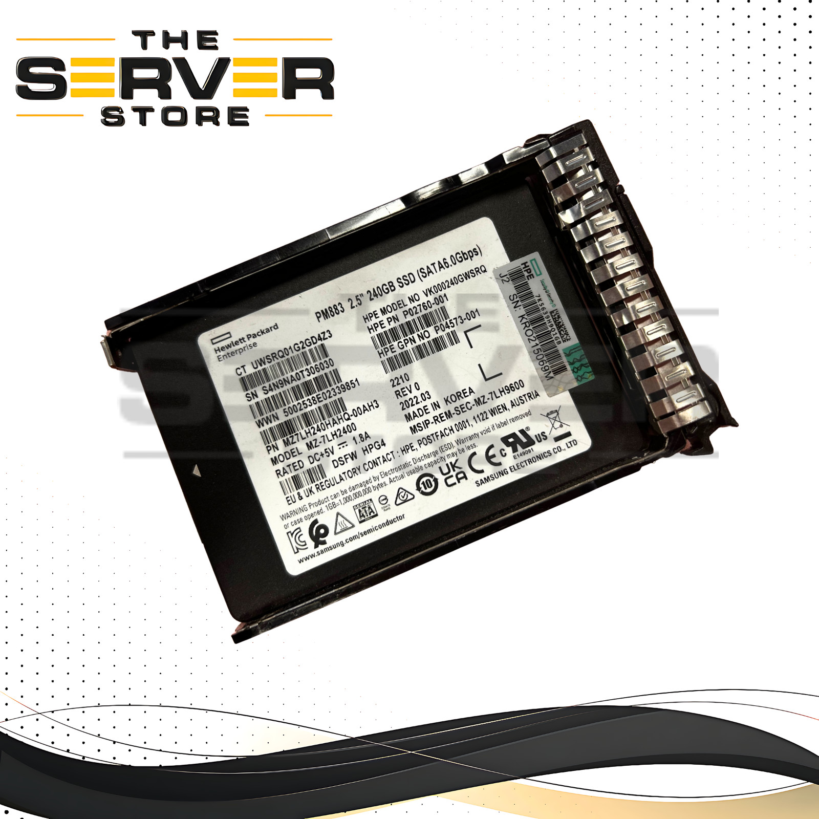 HPE 240GB SATA 6G RI SFF SC 2.5" SSD Samsung PM883 Series P04556-B21 P05319-001