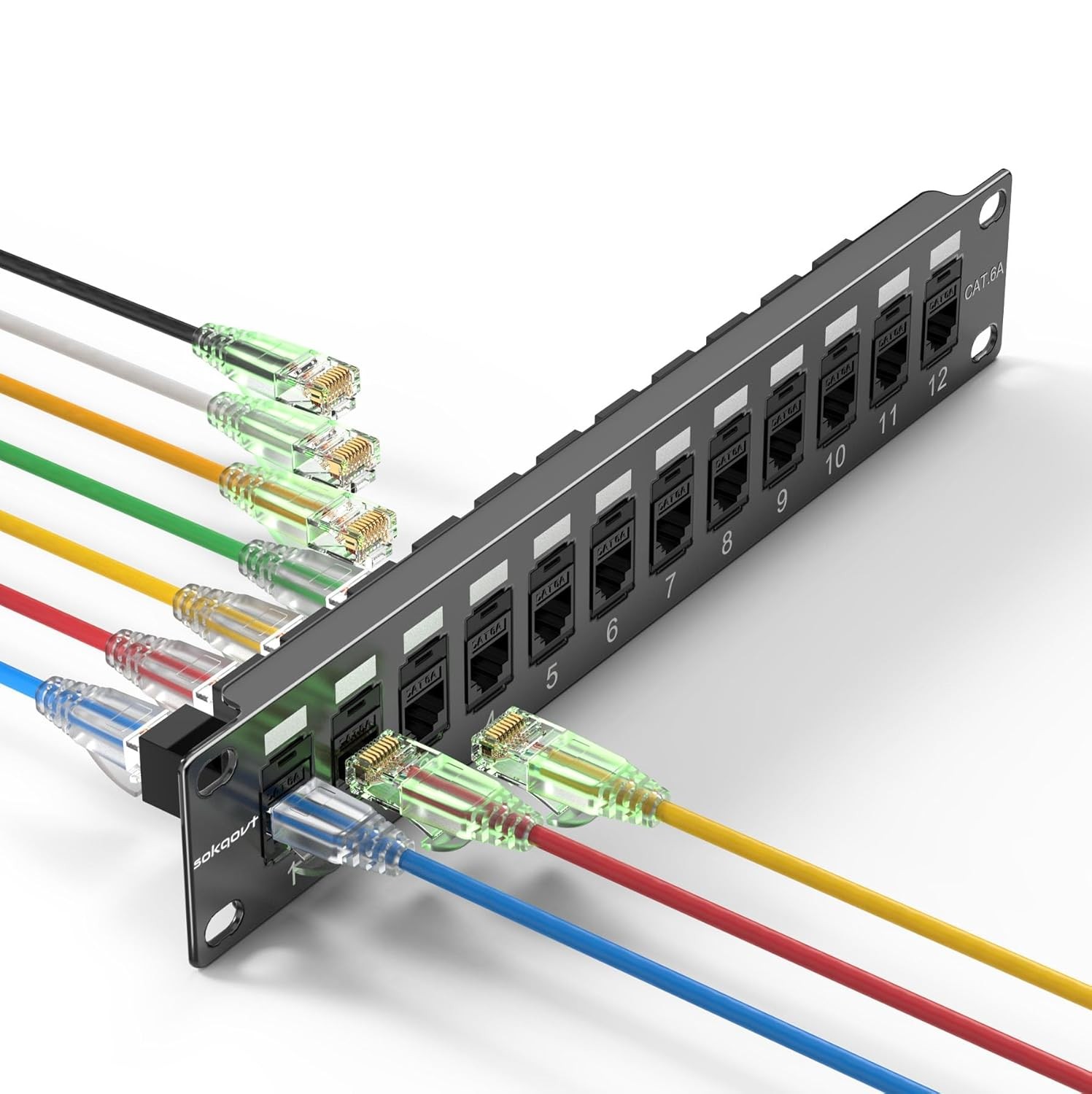 12 Port Cat6a Patch Panel Keystone No Punch Down
