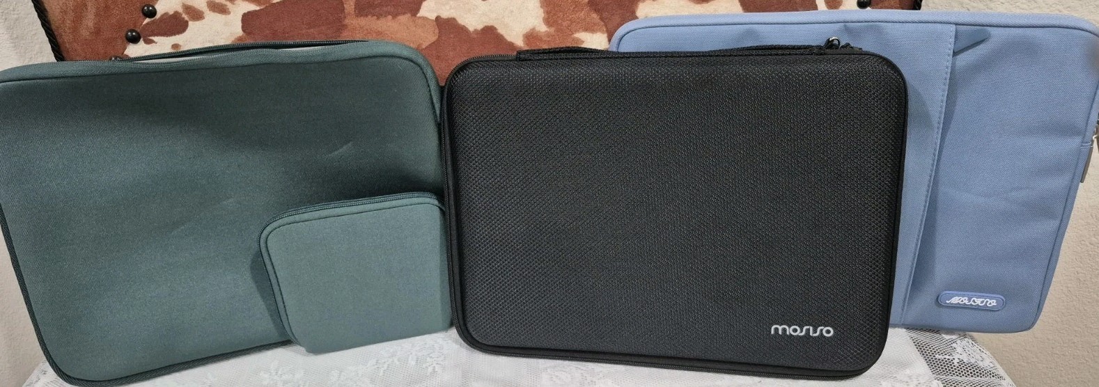 Masiso Laptop Sleeve Lot Of 3-Black, Slate Blue, & Forest Green 13" 14" Cases