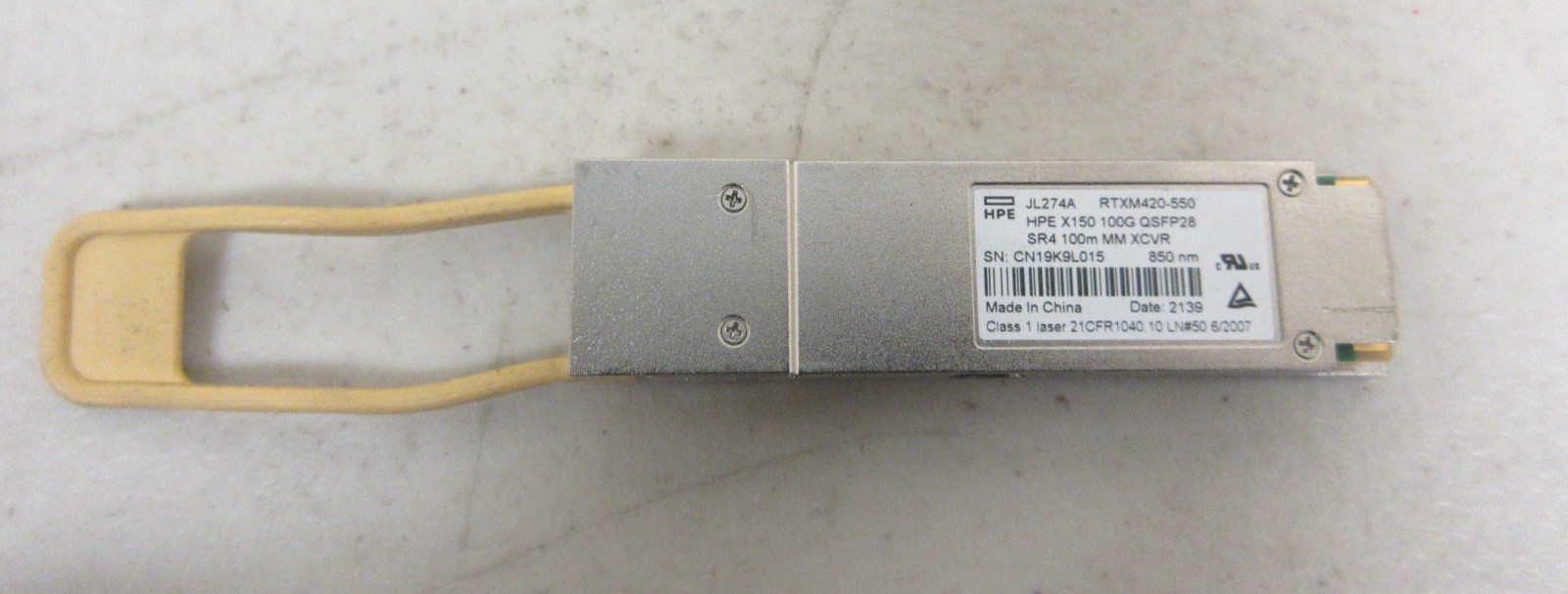 HPE X150 100G QSFP28 MPO SR4 100M MM XCVR TRANSCEIVER JL274A