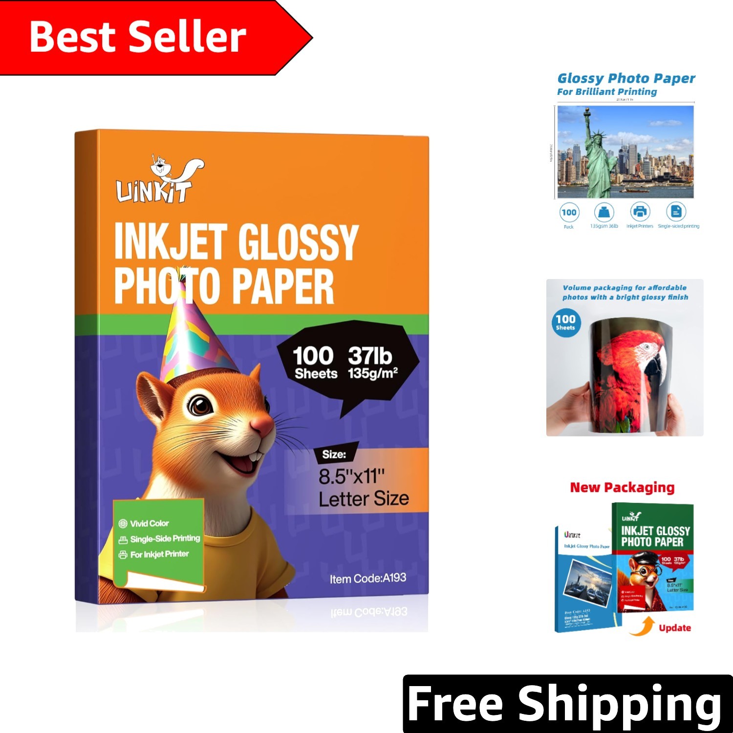 Eco-Friendly 100 Sheets Thin Glossy Paper - Perfect for Inkjet Printing Needs
